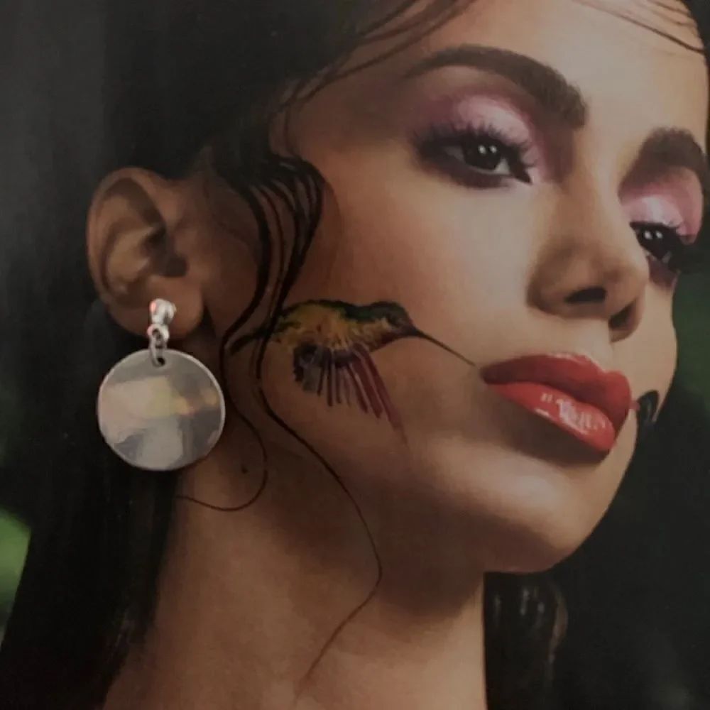 Silver Disc Drop Earrings